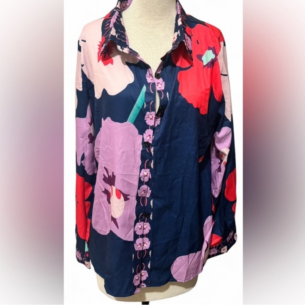 Navy Floral Button Down Shirt